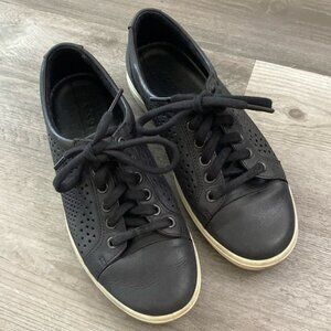 ECCO Soft 7 Leather Cut Out Sneakers Womens 37 / 6 Black White Low Top Lace Up